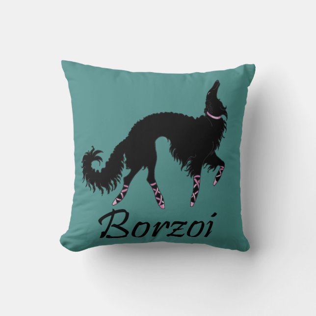 Almofada Preto-Cerceta do Borzoi do balé (Frente)