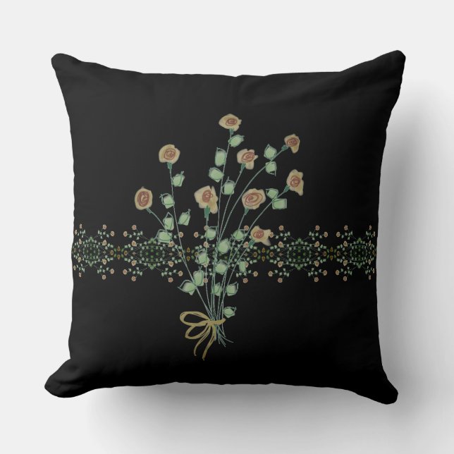 Almofada Preto Com Acento Floral (Frente)