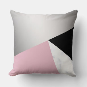 Almofada Preto cor-de-rosa de mármore branco de prata
