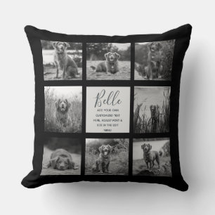Almofada Preto de Colagem de Fotografias Personalizado 8