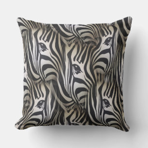 Almofada Preto - design de repetição Zebra-Silhueta Branca