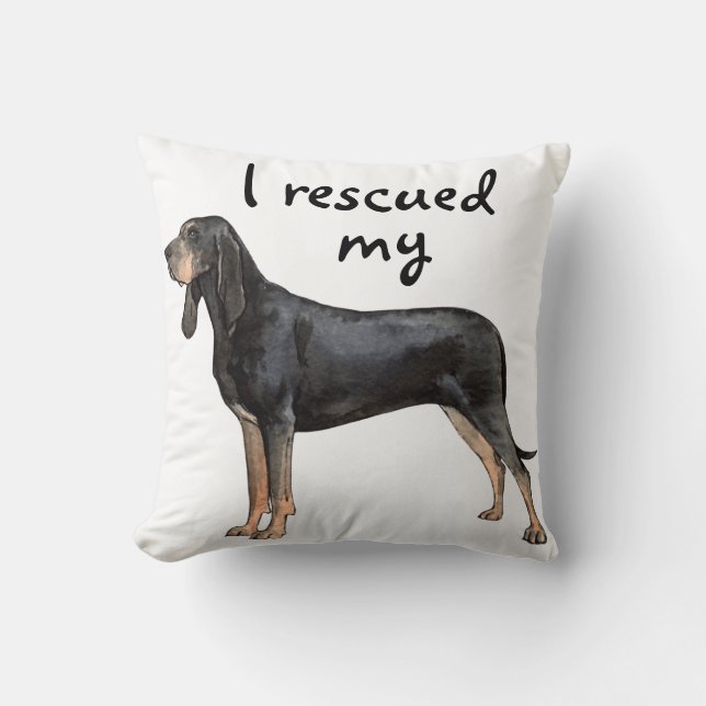 Almofada Preto do salvamento e Coonhound de Tan (Frente)