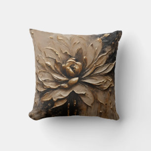 Almofada Preto Dourado Bege Marrom Abstrato