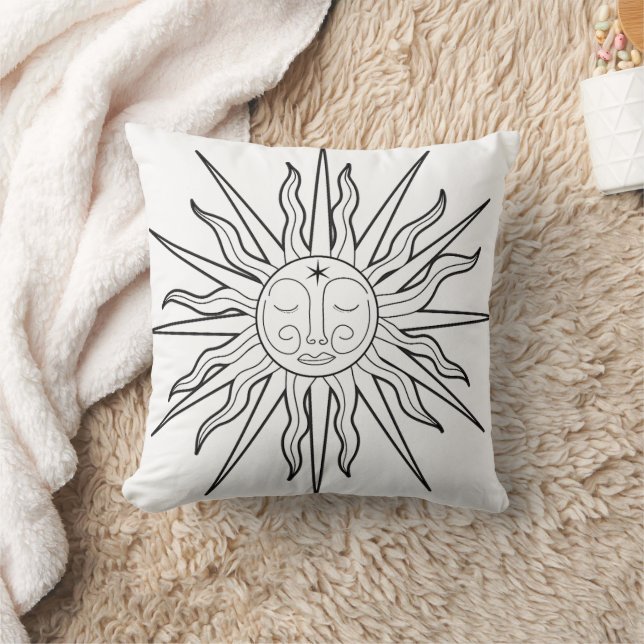 Almofada Preto e Branco Caprichoso Sol Astrologia Celestial (Cobertor)