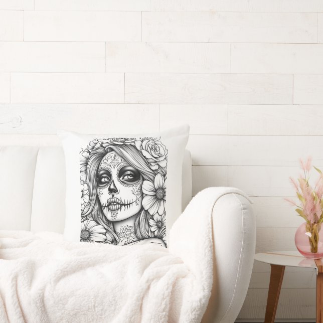 Almofada Preto e branco La Catrina (Sofá)