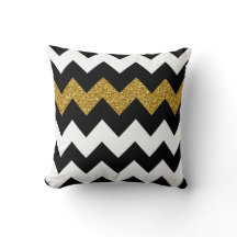 Preto e brilho Dourado Chevron no branco