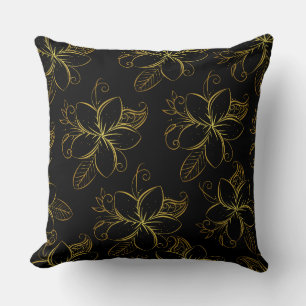 Almofada Preto e Dourado Floral Moderno