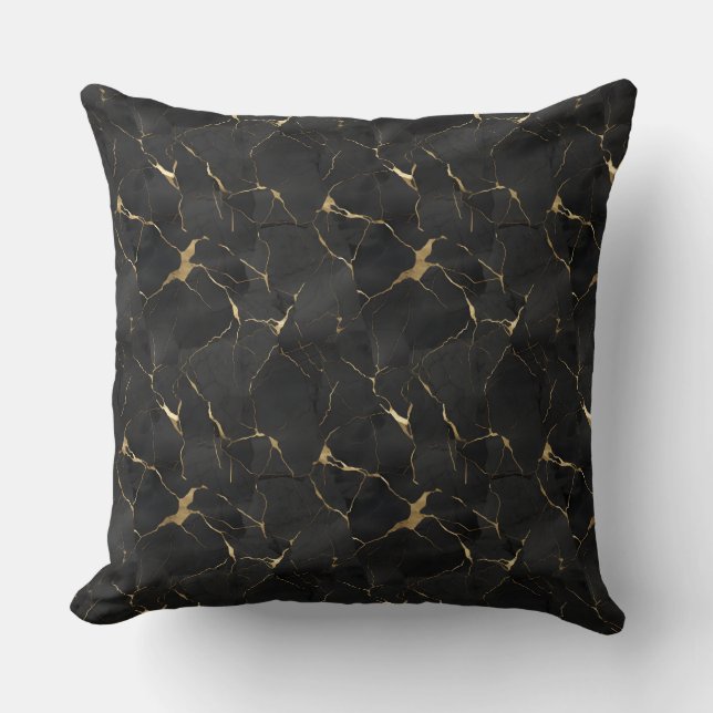 Almofada Preto e Dourado luxo marmorizado (Frente)