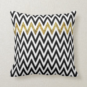 Almofada Preto e ouro listra Chevron