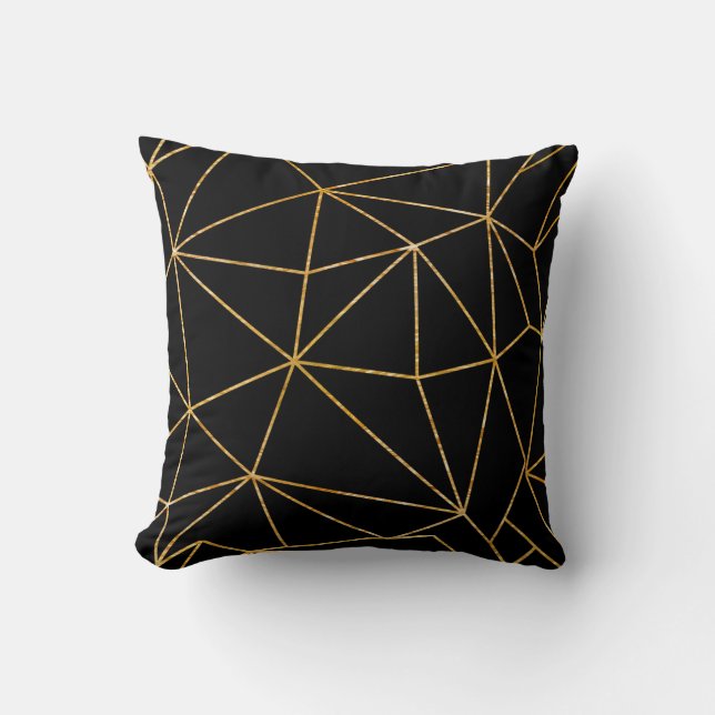 Almofada Preto moderno e Dourado (Frente)