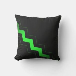 Almofada Preto Nítido com Zigzag Verde limão