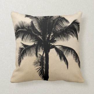 Almofada Preto tropical havaiano retro da silhueta da