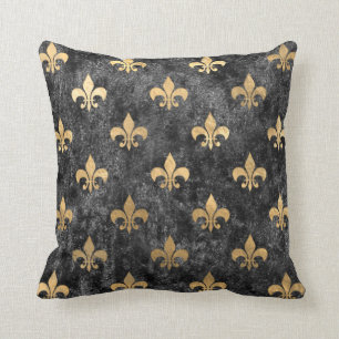 Almofada Preto Velvet Fleur De Lis Mardi Orleans