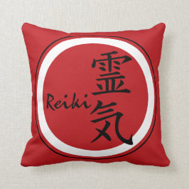 Almofada Preto vermelho do símbolo de REIKI + seu fundo