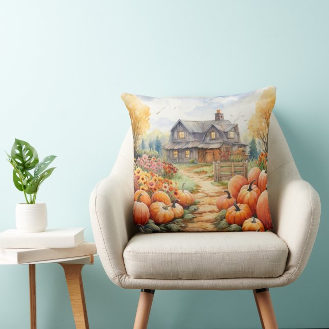 ALMOFADA PRETTY FALL FARMHOUSE AND ORANGE PUMPKINS (Cadeira)