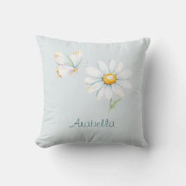 Almofada Pretty Pastel Watercolor Butterfly and Daisy