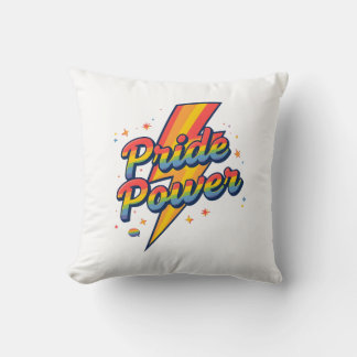 Almofada Pride Power Lightning – LGBTQ+ Rainbow Quote
