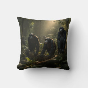 Almofada Primatas Florestais Majestais - Família Chimpanzé