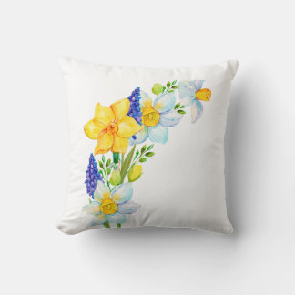 Almofada Primavera Amarelo - Soquete de Flores Azul
