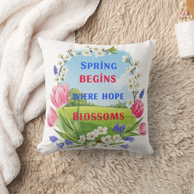 Almofada Primavera Começa Onde A Esperança Pisca A Decoraçã (Cobertor)