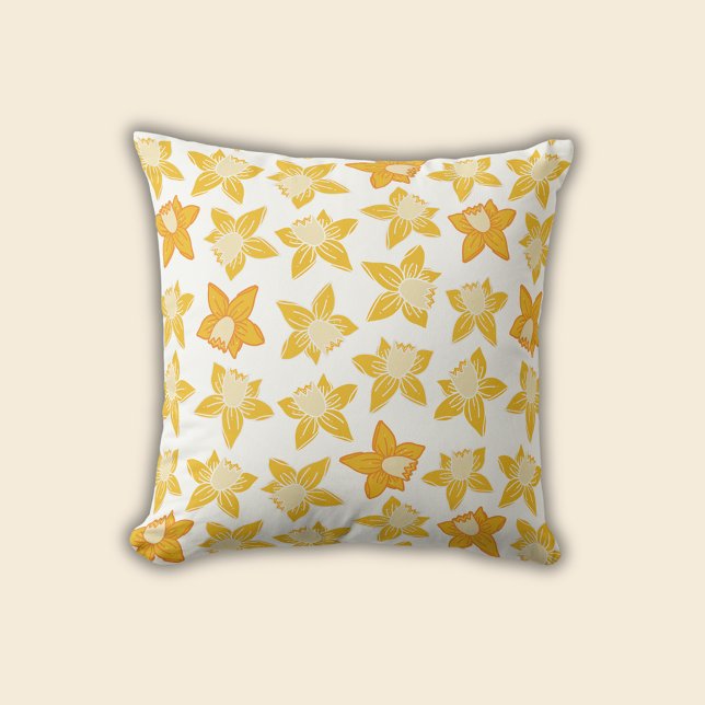 Almofada Primavera Daffodil (Daffodil spring floral throw pillow)
