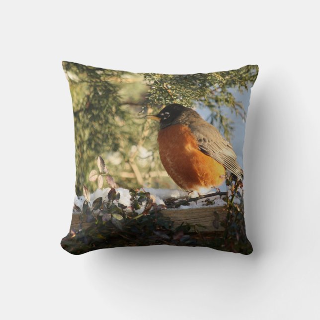 Almofada Primavera de Foto de Natureza do Pássaro (Frente)