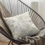 Almofada Primavera de Vintage Blue Botanical<br><div class="desc">Travesseiro decorativo de Primavera Botânico Azul-Vintage</div>