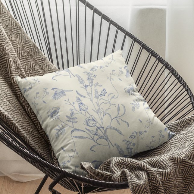 Almofada Primavera de Vintage Blue Botanical (Criador carregado)