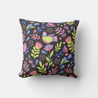 Almofada Primavera Floral: Padrão Sem Costura De Aquarela