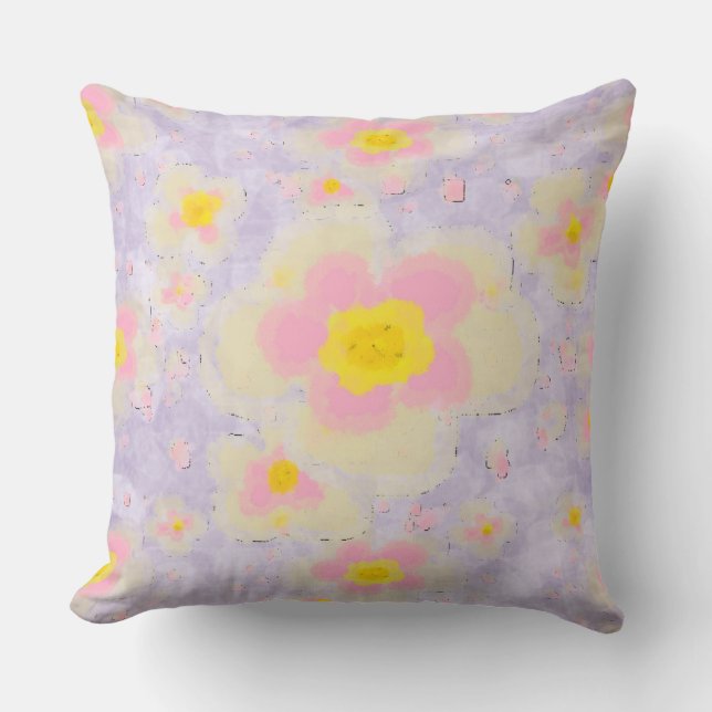 Almofada Primavera Florals Lilac Cor-de-Rosa Amarelo (Frente)