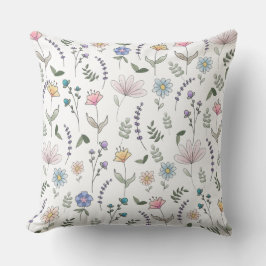 Almofada Primavera Watercolor Doodle Flowers