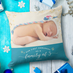 Almofada Primeira Família Hanukkah de 3 estrelas David Pho