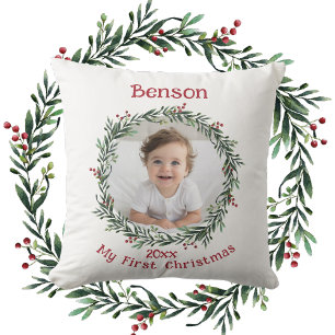 Almofada Primeira Foto de Recordação do Bebê de Natal