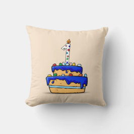 Almofada Primeiro aniversario, 1 no Bolo Azul Doce