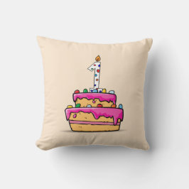 Almofada Primeiro aniversario, 1 no Bolo Rosa Doce