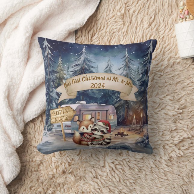 Almofada Primeiro Natal Casal de RV Recém-casados Enfeite (Cobertor)