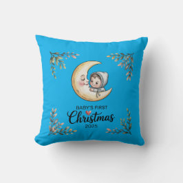 Almofada Primeiro Natal do Bebê 2025 Lua Vintage & Bebê