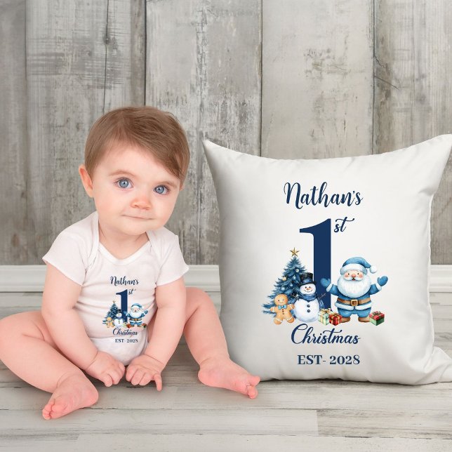 Almofada Primeiro Natal do Blue Boy (Criador carregado)