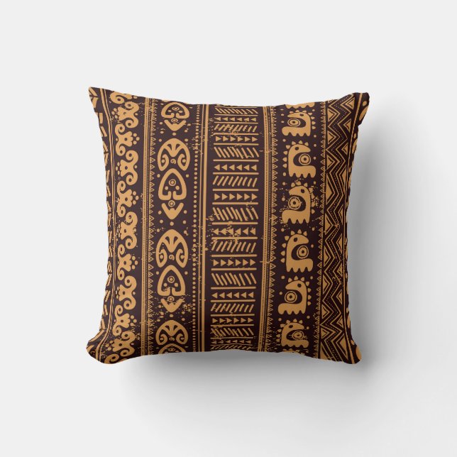 Almofada Primeiro padrão étnico tribal, perfeito. (Frente)