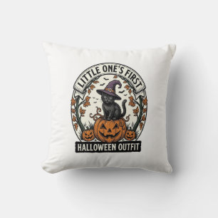 Almofada Primeiro Traje de Halloween Vintage Gato Preto Abó