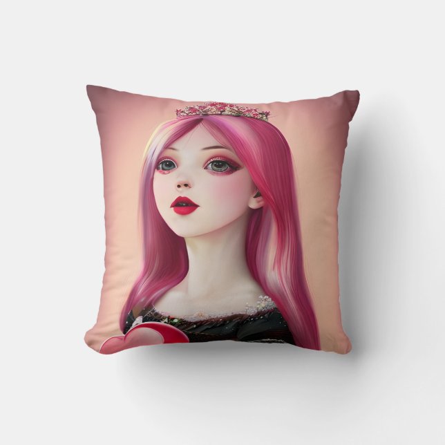 Almofada Princesa bonito de Pink com Tiara (Frente)