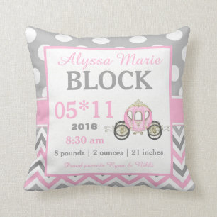 Almofada Princesa cor-de-rosa cinzenta Carruagem Bebê