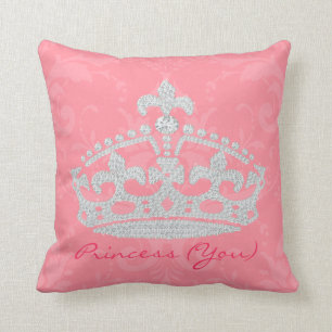 Almofada Princesa cor-de-rosa Coroa Descansar do diamante
