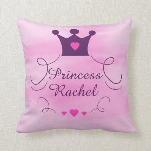 Almofada Princesa cor-de-rosa Coroa Tiara Direitos Coraçã