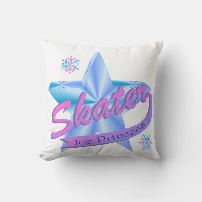 Almofada Princesa do gelo da estrela do patinador (Frente)