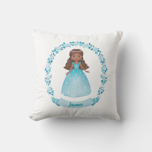 Almofada Princesa étnica azul-branca personalizada