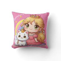 Princesa fofa personalizável com gato branco
