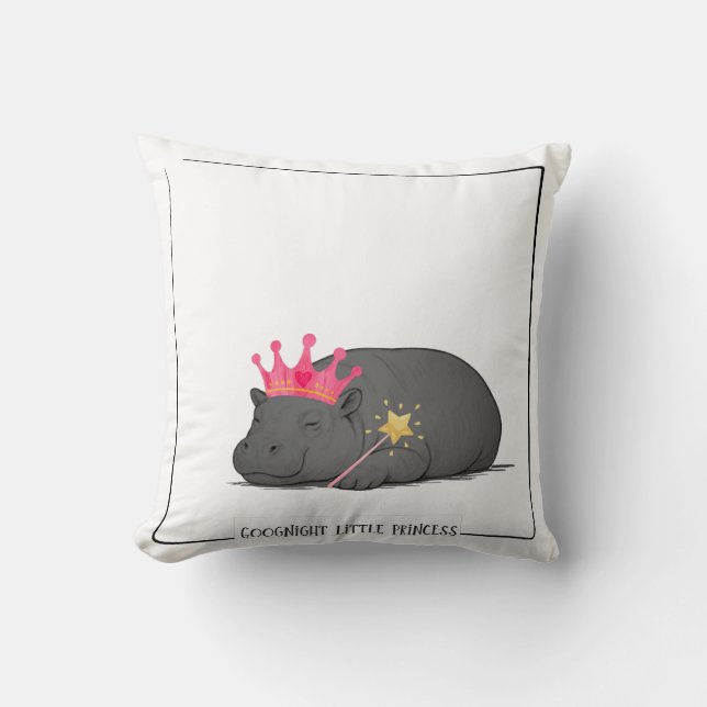 Almofada Princesa Hipopótamo Bebê-Almofada de Algodão-Perso (Frente)