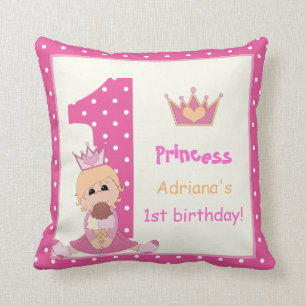 Almofada Princesa pequena, bolinhas do rosa do primeiro