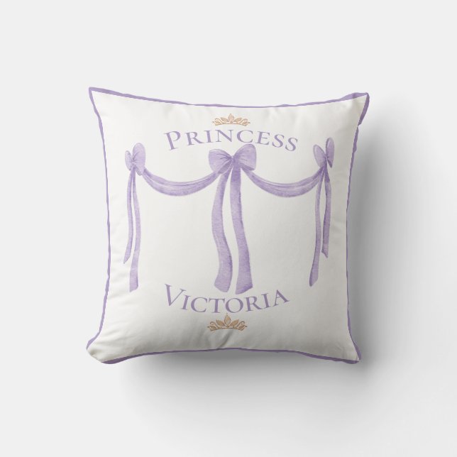 Almofada Princesa Purple Watercolor Name Dourado Crowly Gir (Frente)